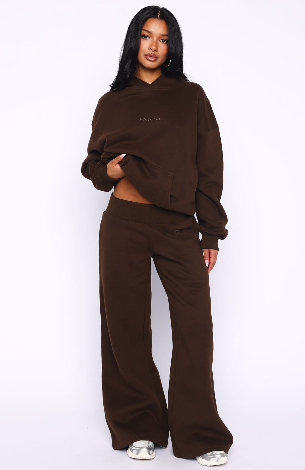 Come A Long Way Wide Leg Sweatpants Chocolate