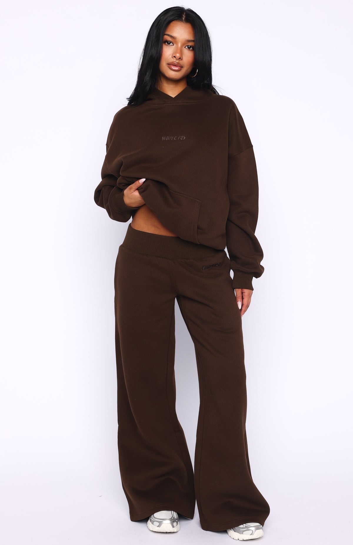 Come A Long Way Wide Leg Sweatpants Chocolate