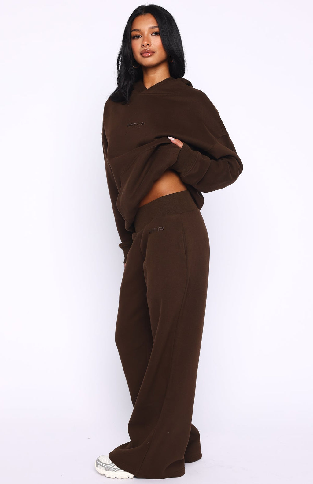 Come A Long Way Wide Leg Sweatpants Chocolate