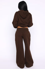 Come A Long Way Wide Leg Sweatpants Chocolate
