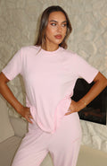 Come A Long Way Soft Lounge Ribbed Tee Pink