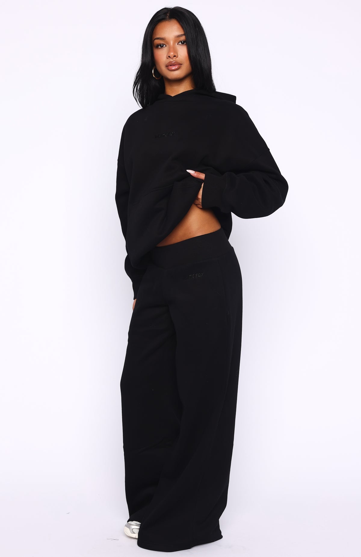 Come A Long Way Wide Leg Sweatpants Black