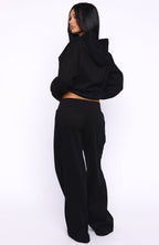 Come A Long Way Wide Leg Sweatpants Black