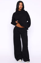Come A Long Way Wide Leg Sweatpants Black