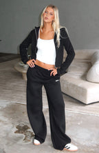 Comfy And Cute Wide Leg Sweatpants Black