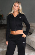 Comfy And Cute Slim Zip Front Hoodie Black