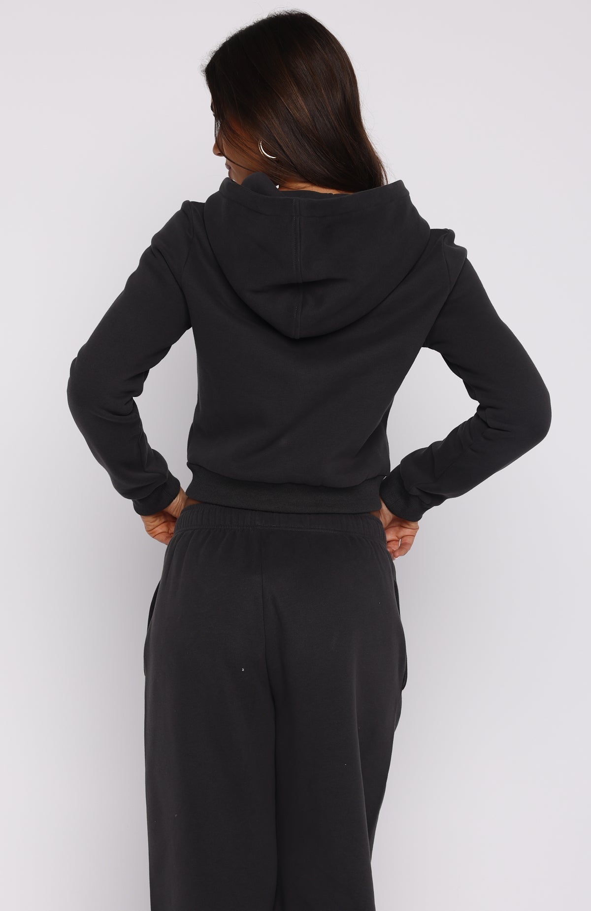 Comfy And Cute Slim Zip Front Hoodie Charcoal