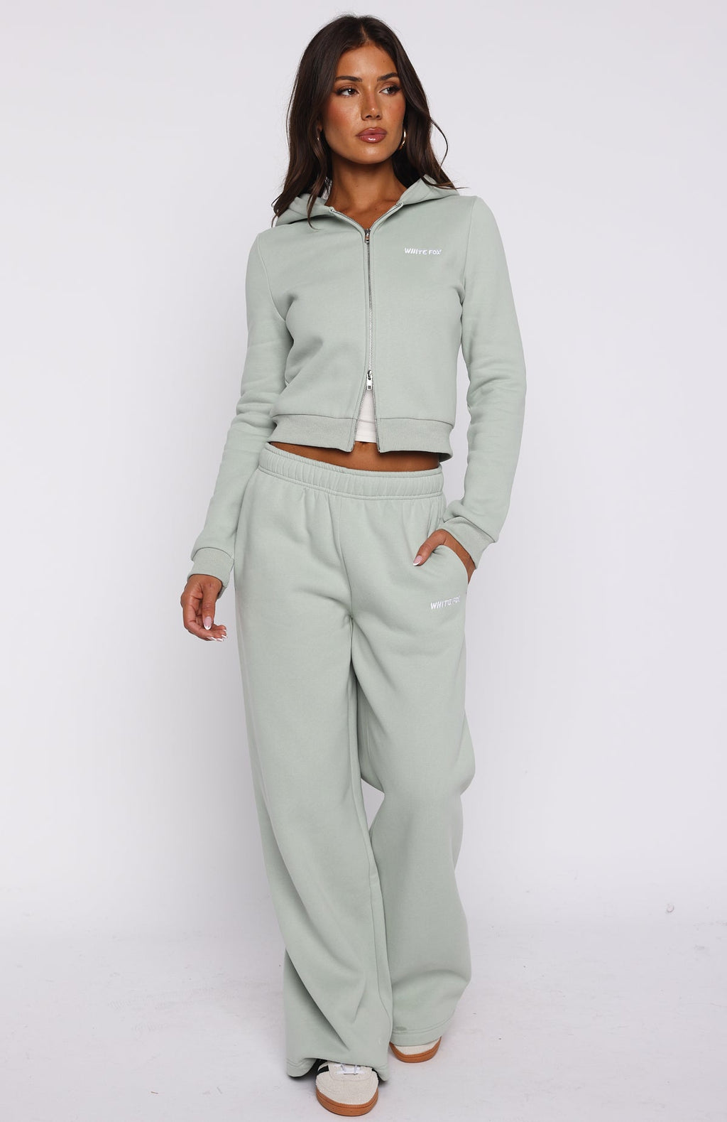 Comfy And Cute Slim Zip Front Hoodie Seafoam