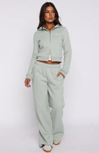 Comfy And Cute Slim Zip Front Hoodie Seafoam