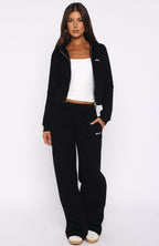 Comfy And Cute Wide Leg Sweatpants Black