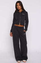 Comfy And Cute Wide Leg Sweatpants Charcoal