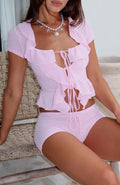 Cool It Crochet Short Sleeve Top Pink