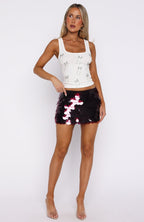 Dancefloor Dreamer Sequin Mini Skirt Plum