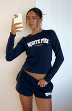 Daydreamers Madeline Long Sleeve Baby Tee Navy