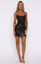 Decadent Daze Beaded Mini Dress Chocolate