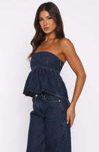 Dedicated To Growth Denim Top Dark Blue