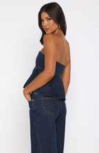 Dedicated To Growth Denim Top Dark Blue