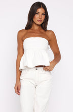 Dedicated To Growth Denim Top Off White