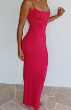 Deep Love Knit Maxi Dress Fuschia