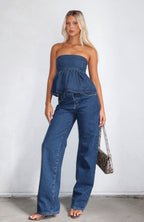 Dedicated To Growth Denim Top Dark Blue