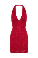 Disco Damage Lace Mini Dress Red