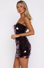 Disco Darling Sequin Mini Dress Plum