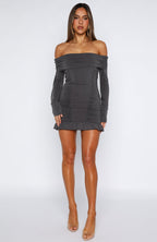 Diva Code Mini Dress Charcoal
