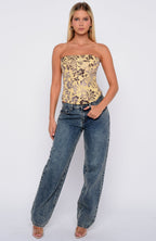 Don't Be Indecisive Strapless Bustier Butter