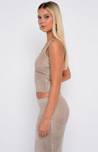 Down For Me Sequin Knit Top Champagne