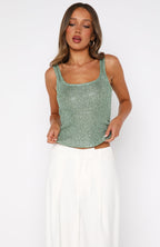 Down For Me Sequin Knit Top Spearmint
