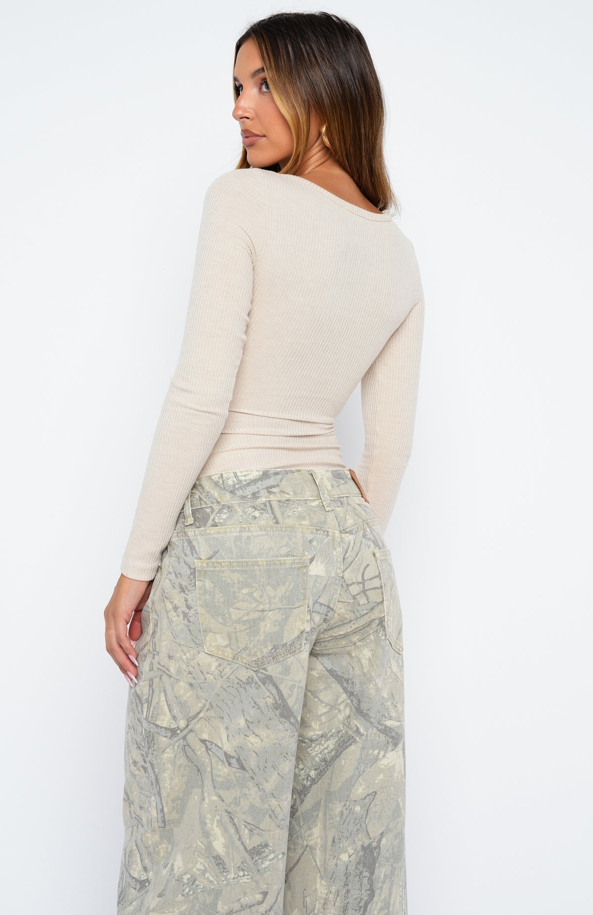 Easy Weekend Ribbed Long Sleeve Bodysuit Oat