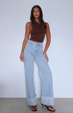 Ellie High Rise Wide Leg Jeans Glacier Blue
