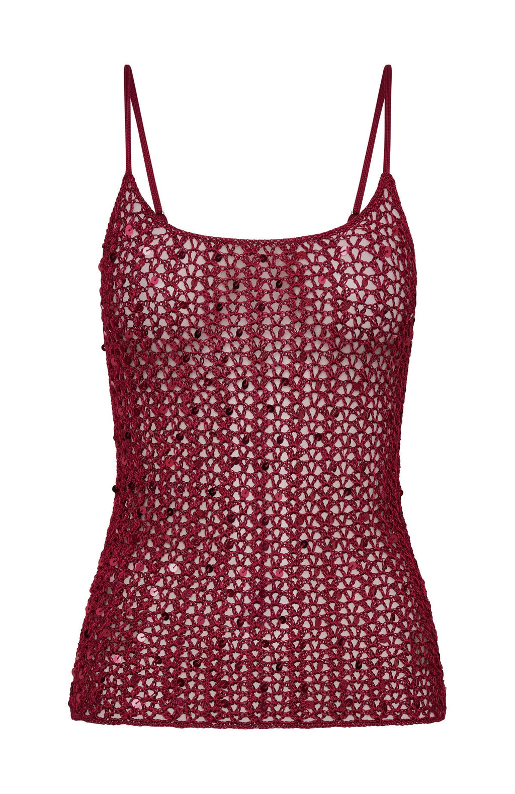 Femme Fuel Sequin Crochet Top Berry