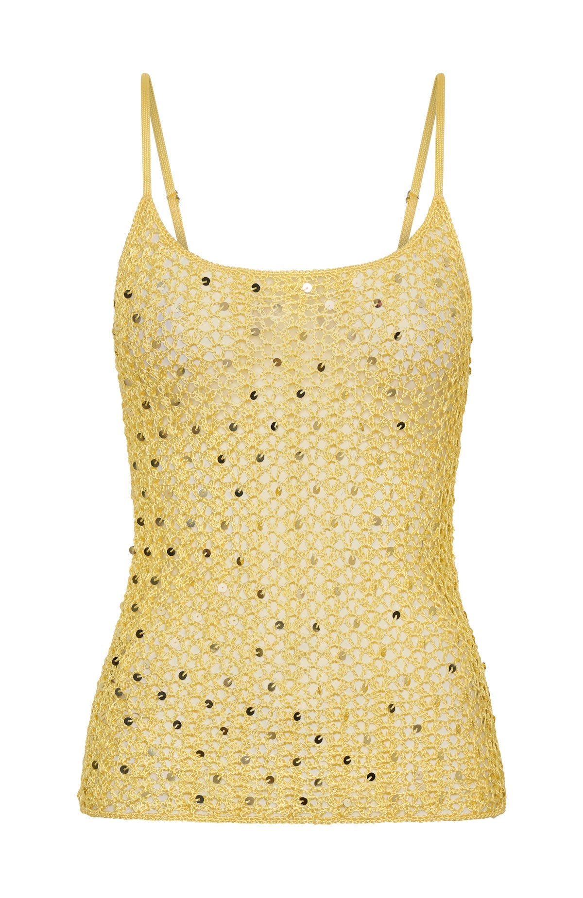 Femme Fuel Sequin Crochet Top Lemon