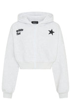 From The Archives Charli Cropped Zip Front Hoodie Grey Marle