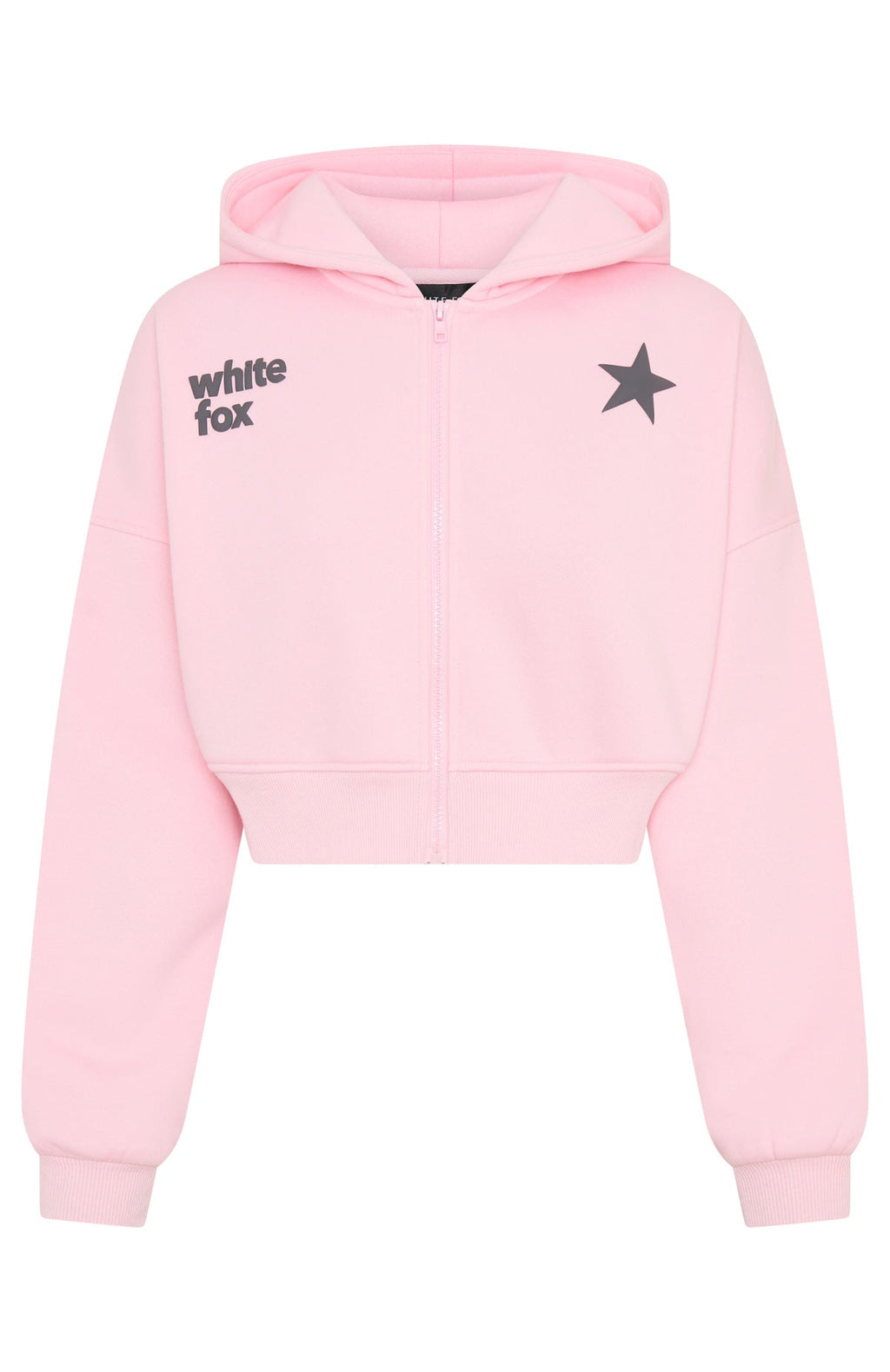 From The Archives Charli Cropped Zip Front Hoodie Pink