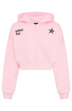 From The Archives Charli Cropped Zip Front Hoodie Pink