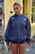 From The Archives Charli Zip Front Hoodie Navy