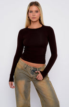 Game Over Long Sleeve Top Dark Chocolate