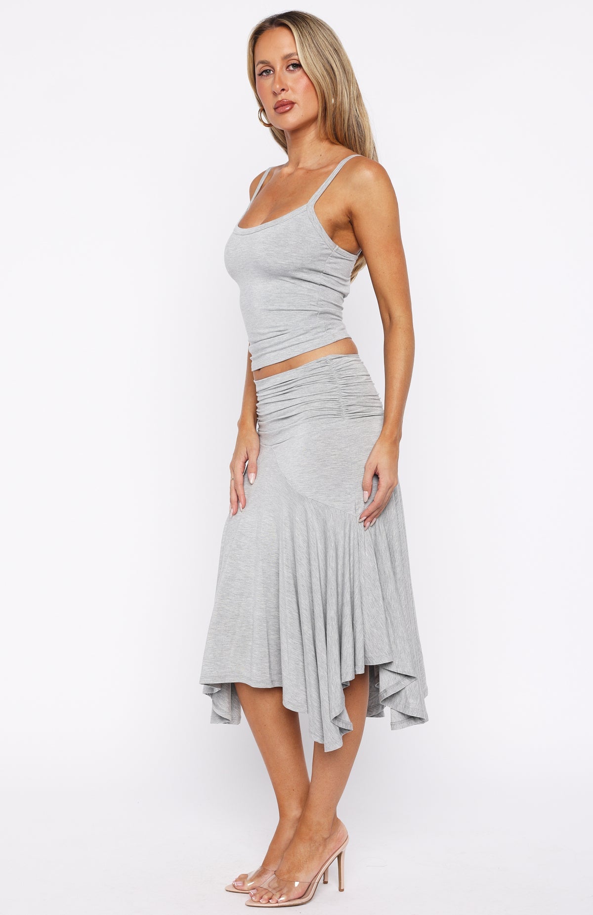 Dressing Up Midi Skirt Grey Marle