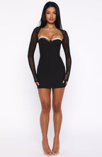 Get Into It Long Sleeve Mini Dress Black