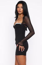 Get Into It Long Sleeve Mini Dress Black