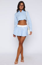 Getting Out Of Hand Cropped Shirt Blue