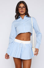 Getting Out Of Hand Cropped Shirt Blue