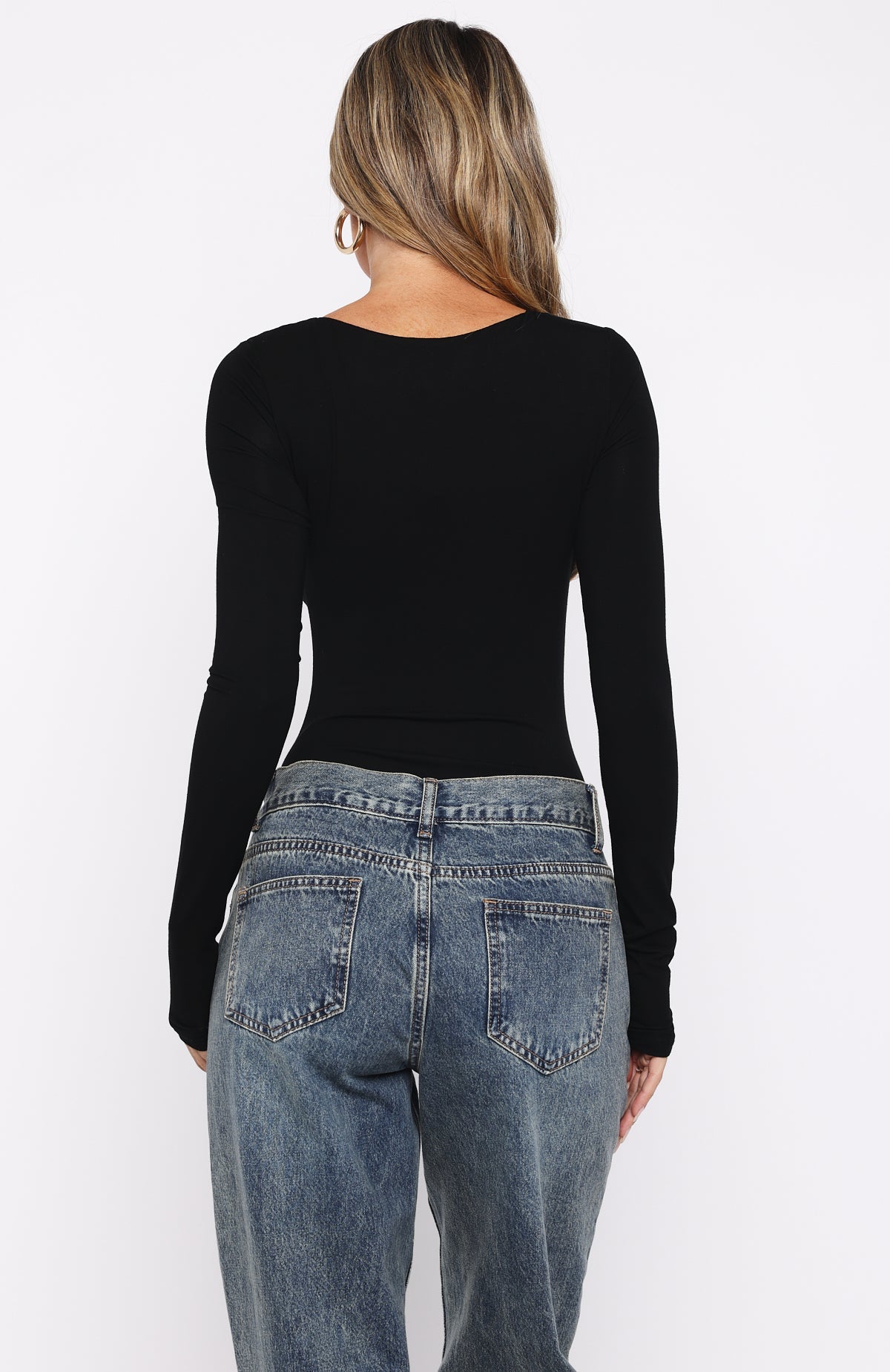 Girls Night Out Long Sleeve Bodysuit Black