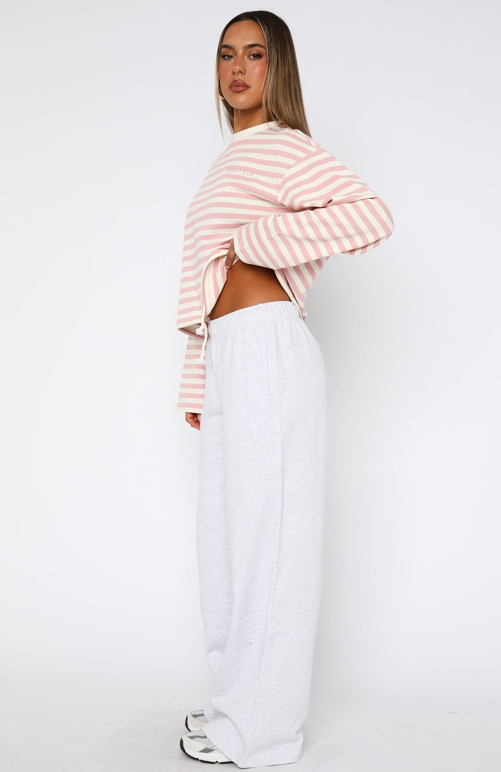 Give It A Rest Wide Leg Sweatpants Grey Marle