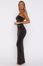 Glitter Hustle Strapless Maxi Dress Black