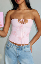 Glow Season Beaded Strapless Top Baby Pink