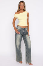 Halfway Over It Off Shoulder Top Lemon