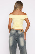 Halfway Over It Off Shoulder Top Lemon